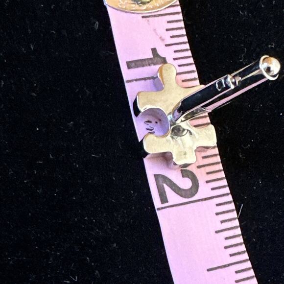 Silver Tone Puzzle Jigsaw Cufflinks Unique Artsy Fun Games Gift Dad EUC - Picture 8 of 8